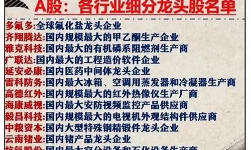 各个行业的龙头企业汇总(各个行业的龙头公司)_https://www.023hushi.com_核准制上证A股_第1张